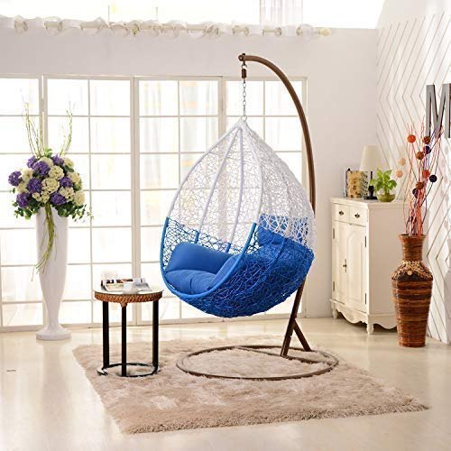 Iron Modern Spydercraft multi colored hanging swing chair with cushion and stand, 1 Seater