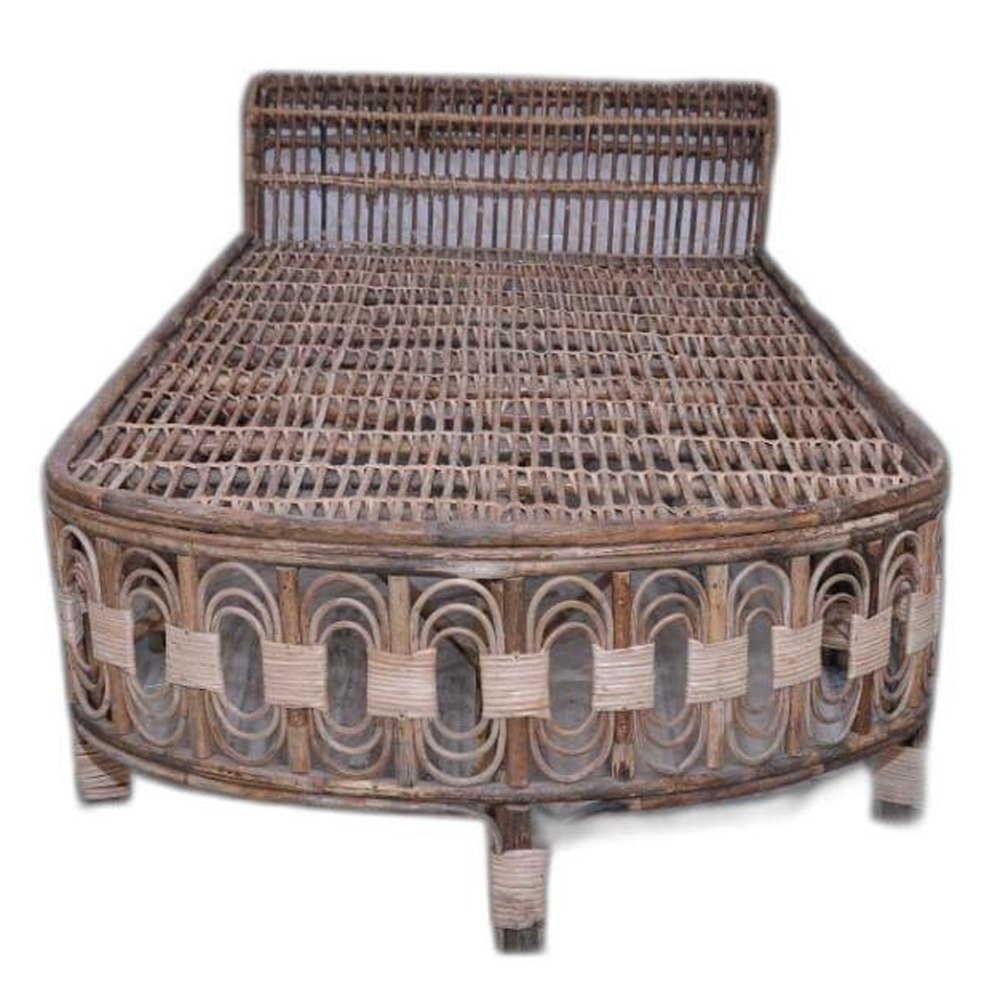 Single Brown Cane Bed, Without Storage