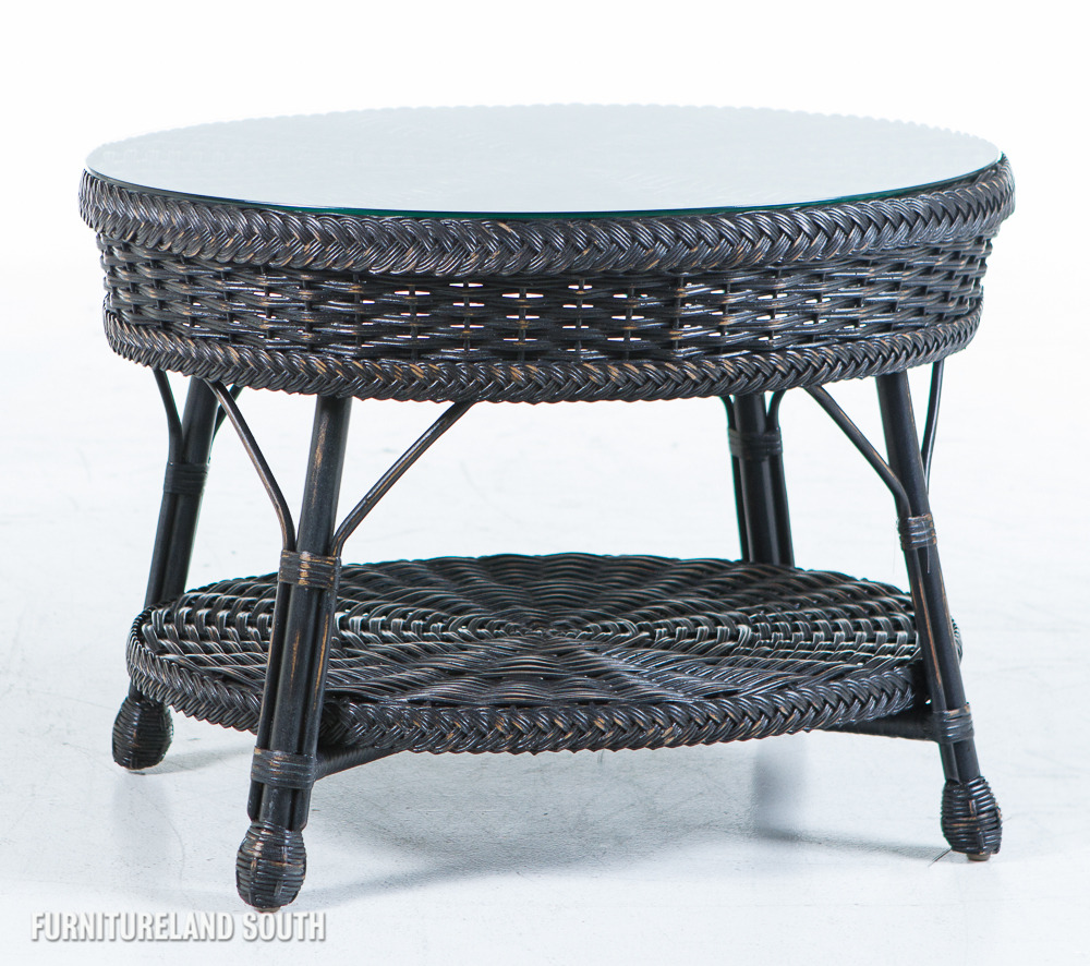 Black Cane Table, 16.6x19 Inch