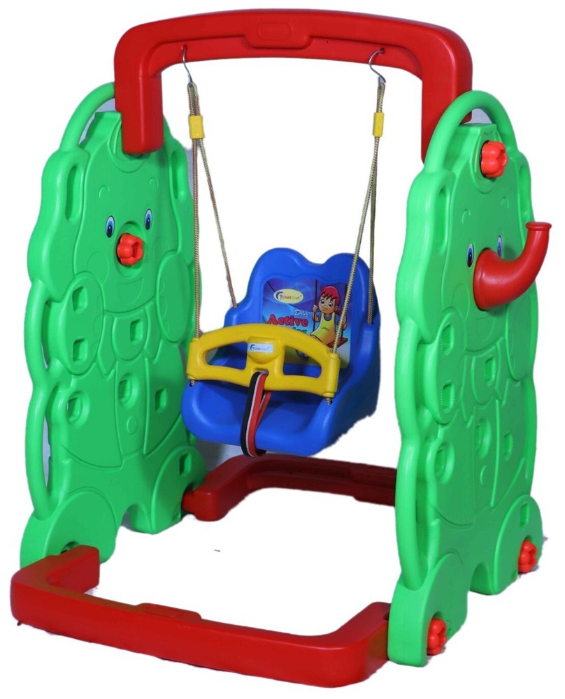 Red and Green indoor and outdoor Plastic Elephant Swing Toy, For Kid Playing, Seating Capacity: Single Seater