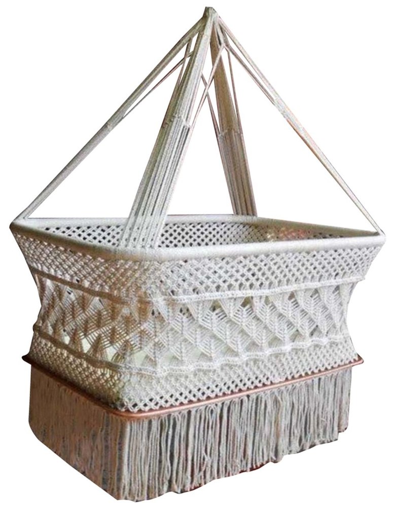 Off White Rectangular Cotton Macrame Baby Swing, For Home