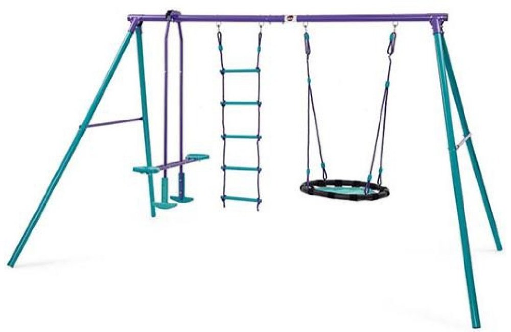 Sky Blue Single Seater Metal Multiplay Swing Set, Seating Capacity: 1