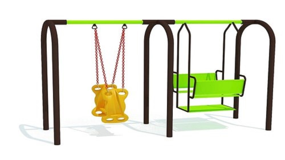 Mild Steel Outdoor FRP Double Playground Swing, For Garden, Seating Capacity: 3 Children