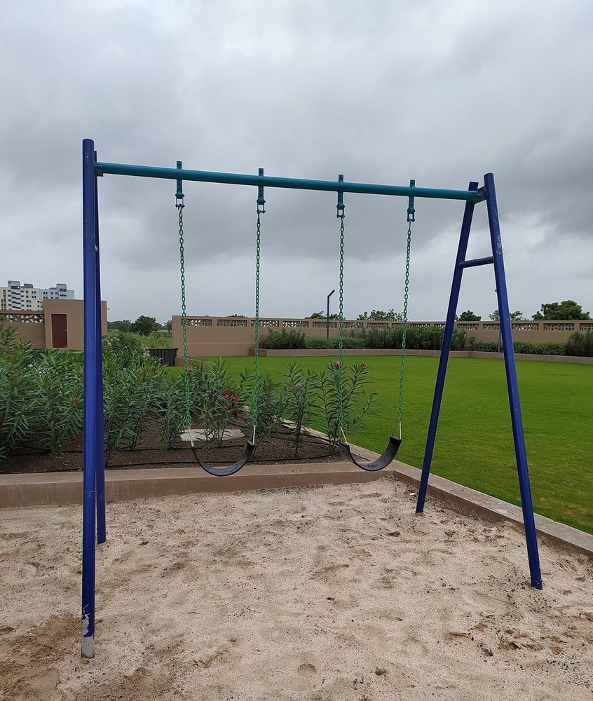 Blue Mild Steel Two Seater Swing, For Playground