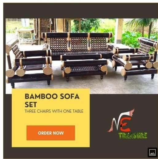 5 Seater Bamboo Sofa Set, With Table