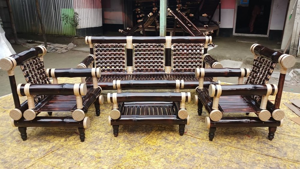 Brown 5 Seater Bamboo Sofa Set