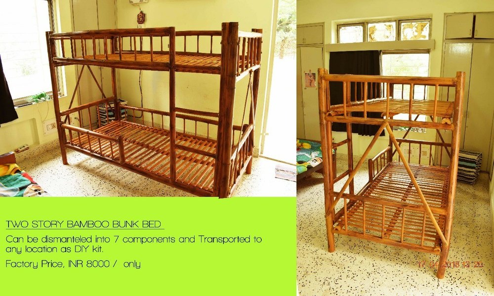 Modern Brown Bamboo Bunk Bed, Features: Soft And Comfortable, Size: Double