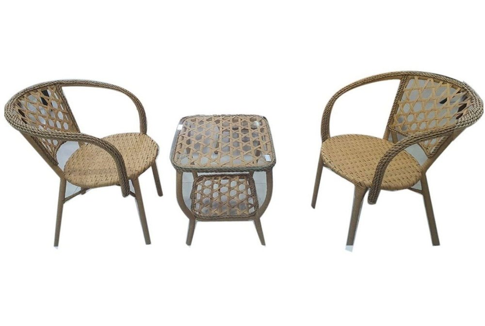 Brown 2 Seater Bamboo Dining Table Chair Set