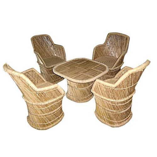 Muddawalas Brown Garden Bamboo Table Set