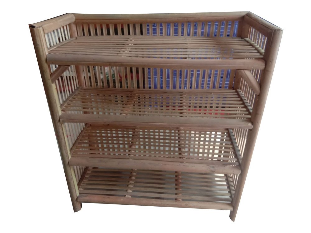 Brown Wooden Shoe Rack Bamboo, Size: 34x29x34cm, 4