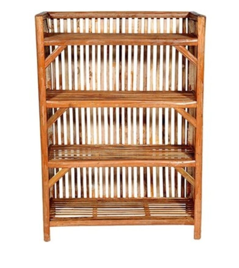 Brown Bamboo Rack With Shelves, Size/Dimension: 22inch X 11 Inch X 26 Inch