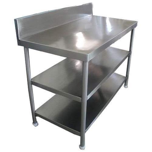 SBE Polished SS Work Table With 2 Under Shelves, Number Of Shelves: Two