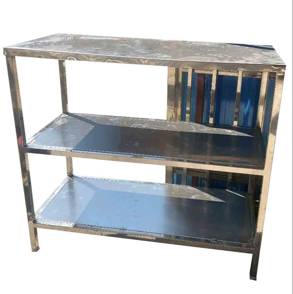 Polished Stainless Steel Kitchen Table, For Restaurants