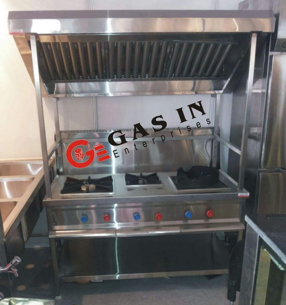 3 Burner LPG Stainless Steel Chinese Gas Range, For Commercial