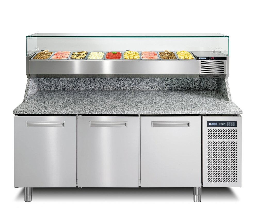 Stainless Steel Pizza Counter With Refrigerator