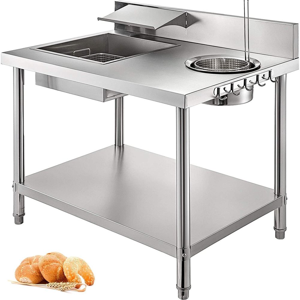 Silver Stainless Steel Breading Table, For Commercial