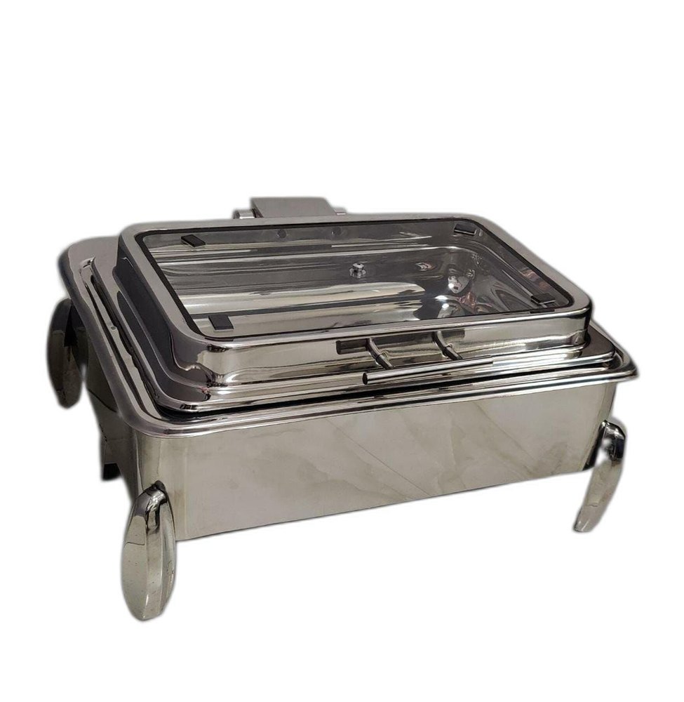 Rectangular Plain Silver SS Chaffing Dish, Capacity: 10L, Material Grade: SS304