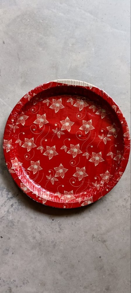 Red Round Buffet Colour Printed Plate, For Party