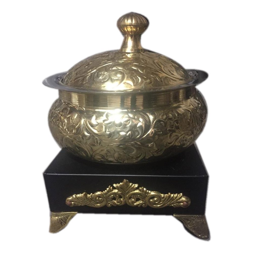 Antique Golden Brass Chafing Dish, Capacity: 8Kg, Dimension: 8x5inch