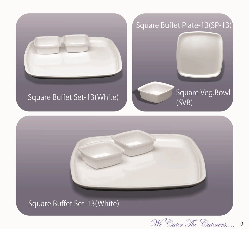 Bhargav White Square Buffet Set, for Home