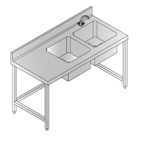 Aster Double Two Sink Unit With Spreader On One Side