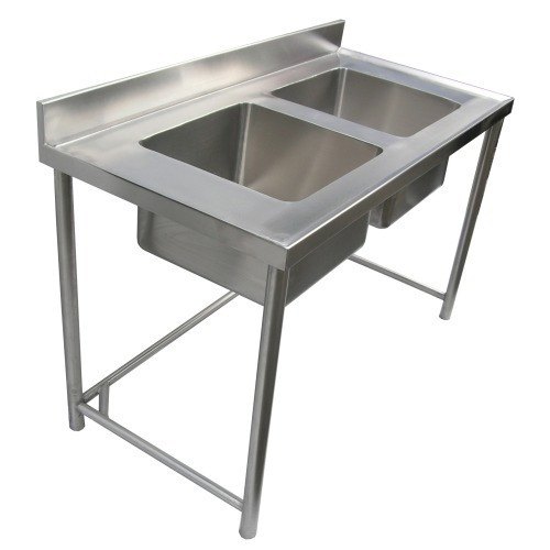 Silver Stainless Steel Commercial Two Sink, For Hotels And Restaurants