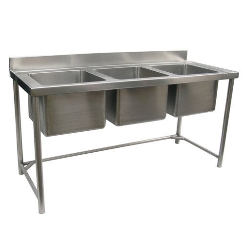 Stainless Steel 3 Sink Bowl Table