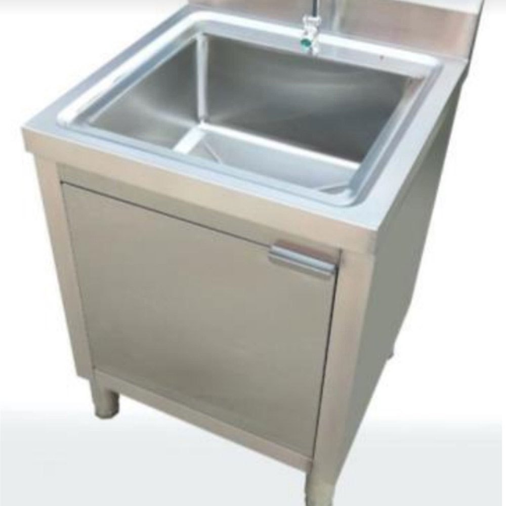 Stainless Steel Industrial Washing Basin, Silver, Floor Mounted