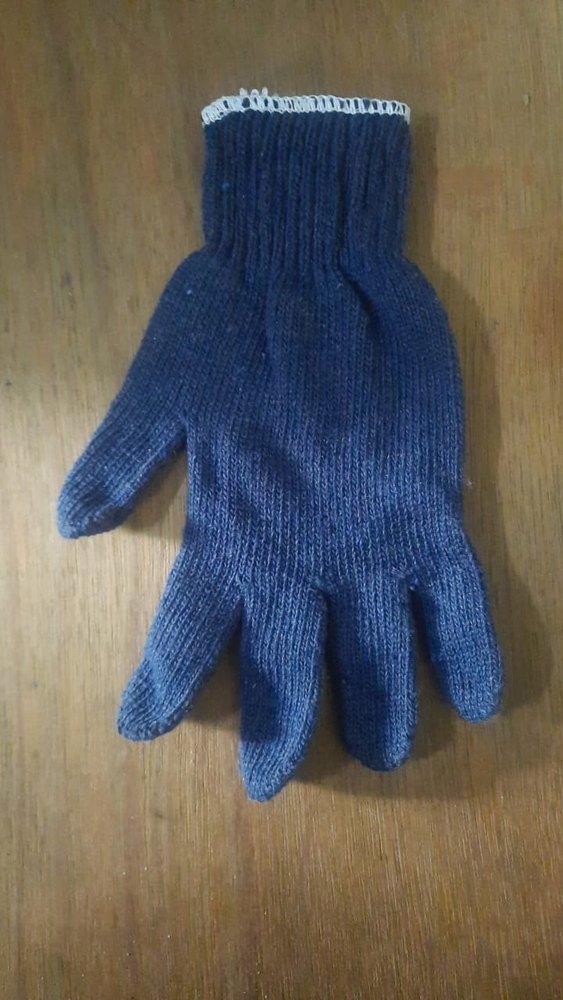 navyblue+grey +white Recycled Knitted Hand Gloves, For Industrial, 8inch and 9 inch