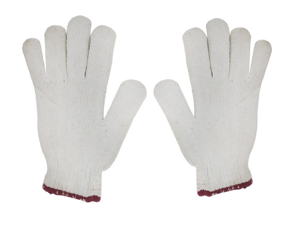 White Cotton Hand Gloves, For Machine Operation, Size: Large