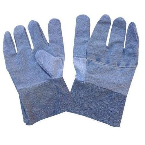 JEANS Blue Cotton Hand Gloves, Size: 12