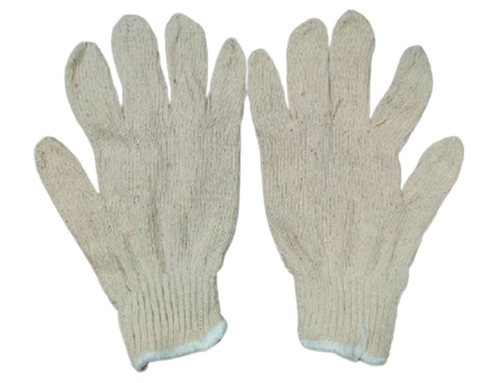 Plain White Cotton Safety Hand Gloves, Size: Universal