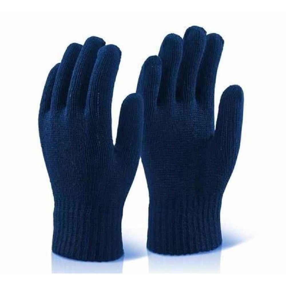 Blue Leather Cotton Hand Safety Gloves, For Industrial, Size: Medium