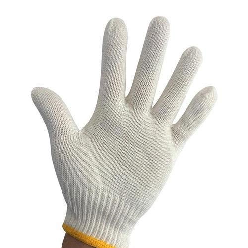 White Plain Cotton Safety Gloves, Size: Free Size