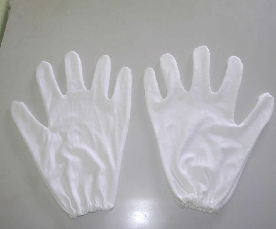 White Cotton Hosiery Hand Gloves, Size: Large