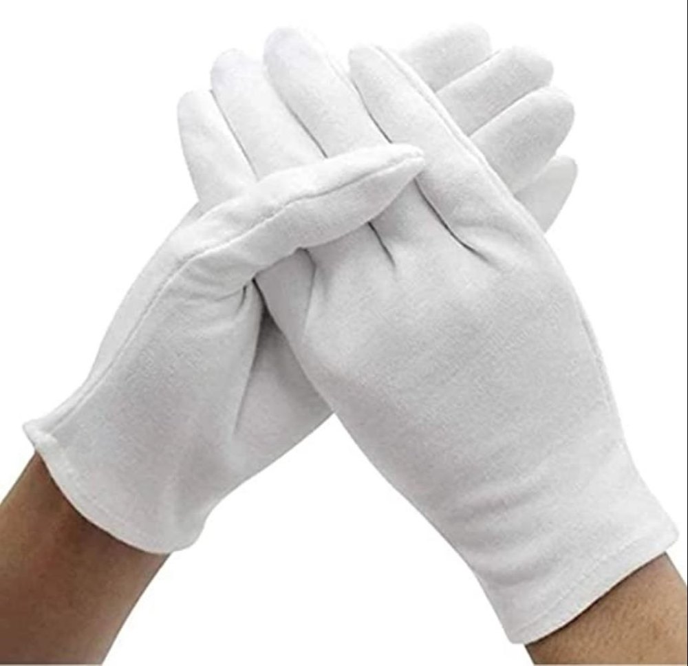 Mahalaxmi Enterprises White Cotton Hosiery Gloves, Size: M