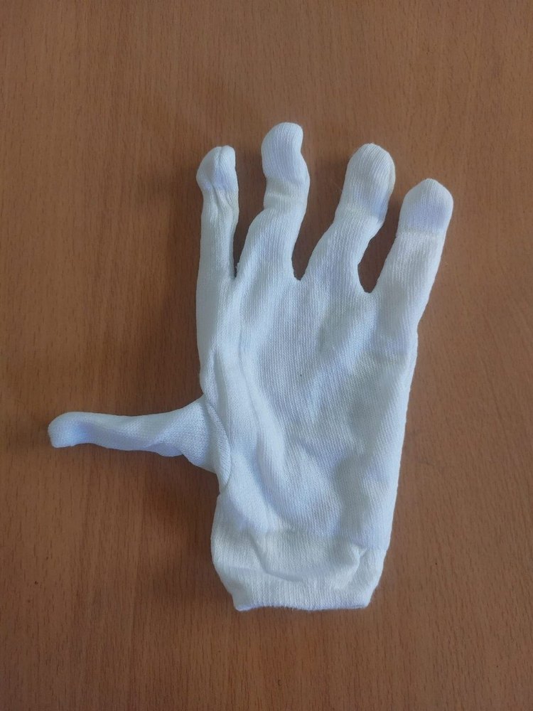 Nylon White Cotton Hosiery Gloves, Size: Medium