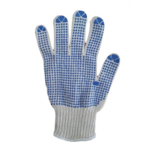 White Knitted Cotton Dotted Gloves