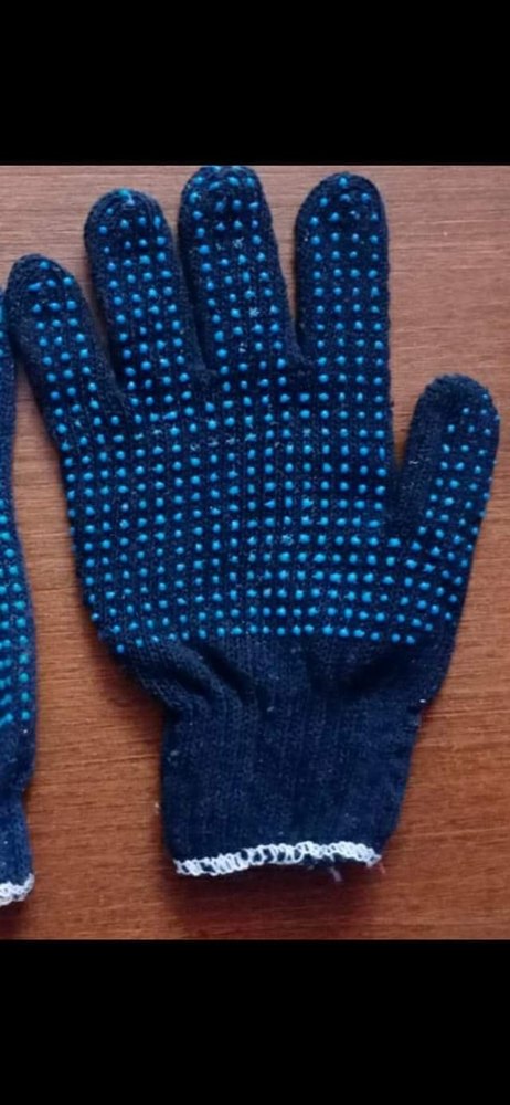 commercial Full Fingered Cotton Dotted Safety Hand Gloves, 60, Size: Free