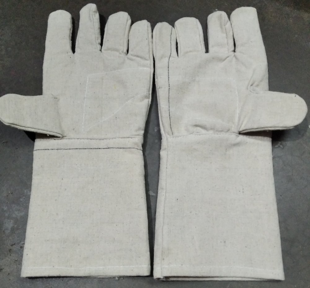 Off-white Canvas Hand Gloves, For Industrial