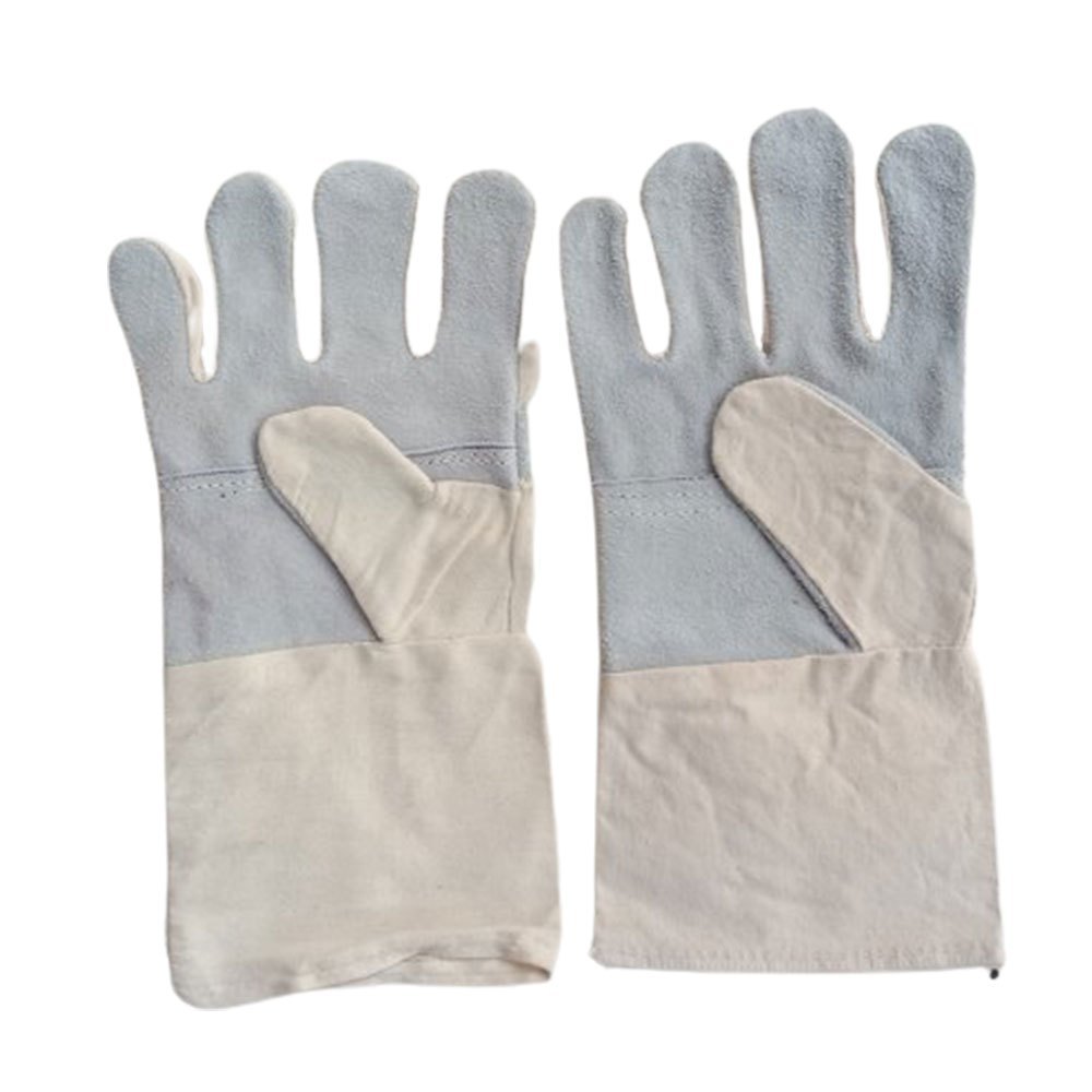 Unisex Canvas Leather Hand Gloves, 14inch, Finger Type: Full Fingered