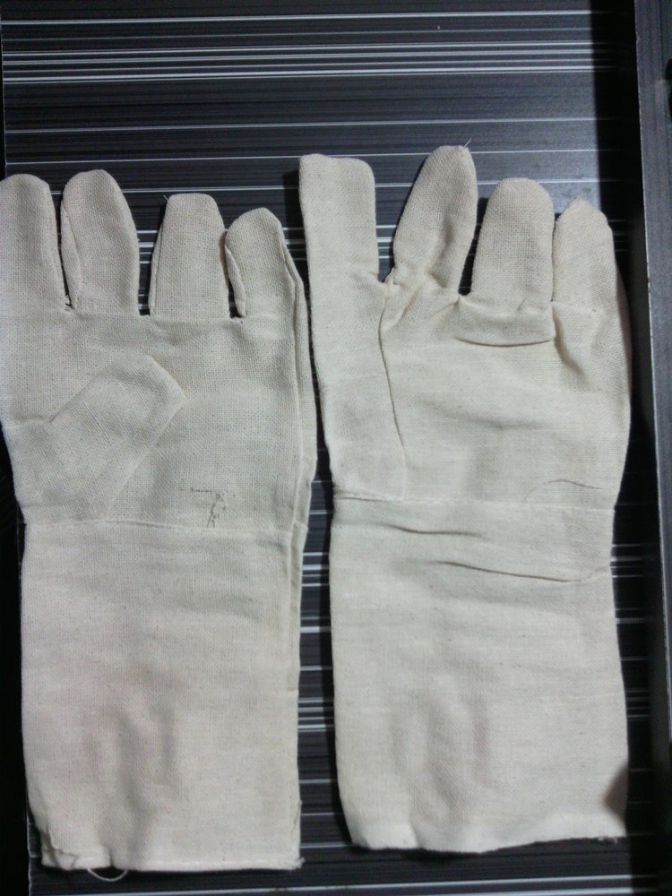 White Full Fingered Cotton Canvas Hand Gloves