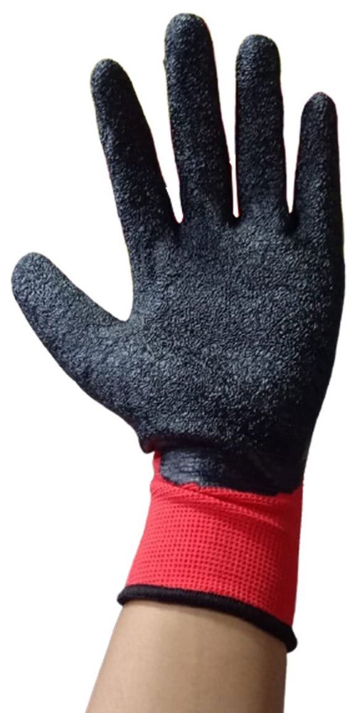 Black And Red Cut Resistance Cotton Canvas Hand Gloves, 8inch, Finger Type: Full Fingered