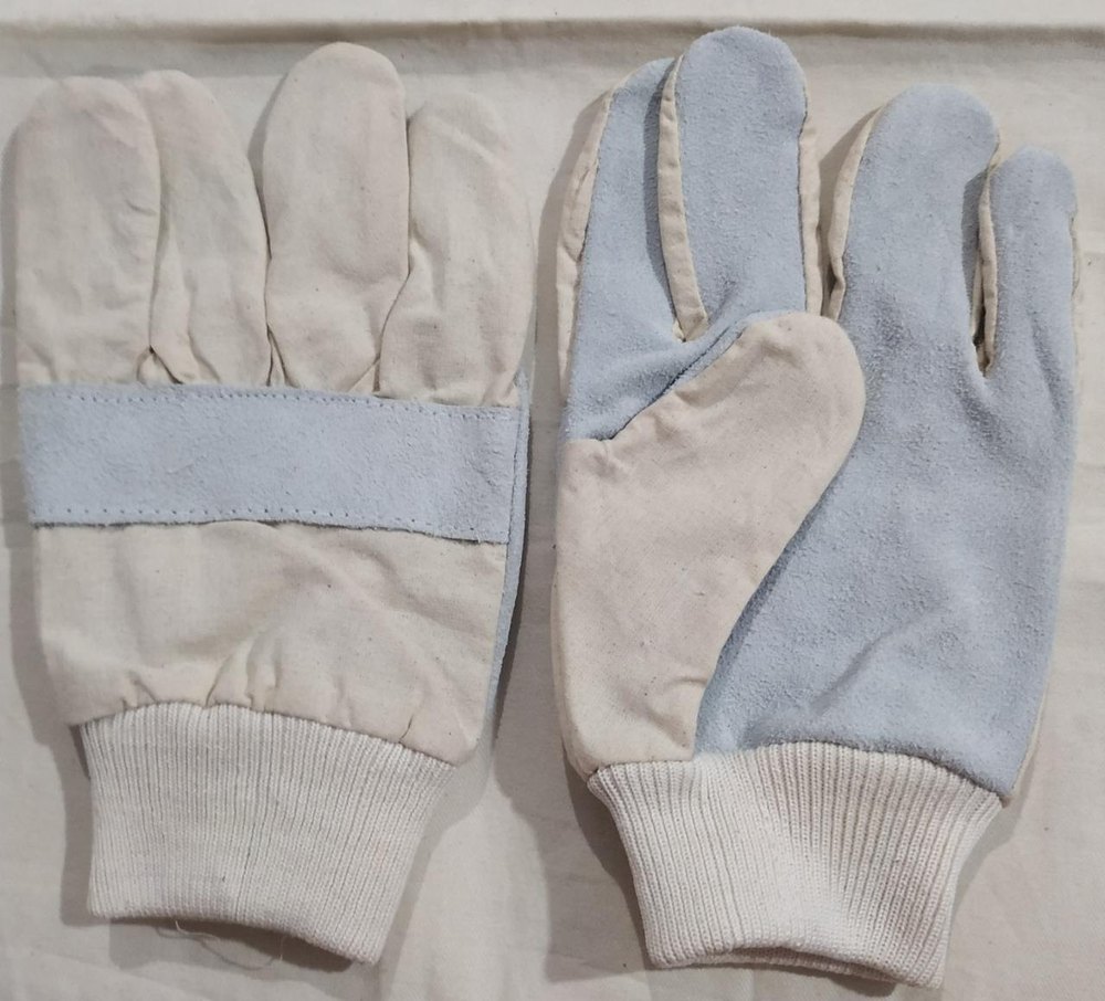 White Plain Canvas Cotton Hand Gloves., Size: Free Size