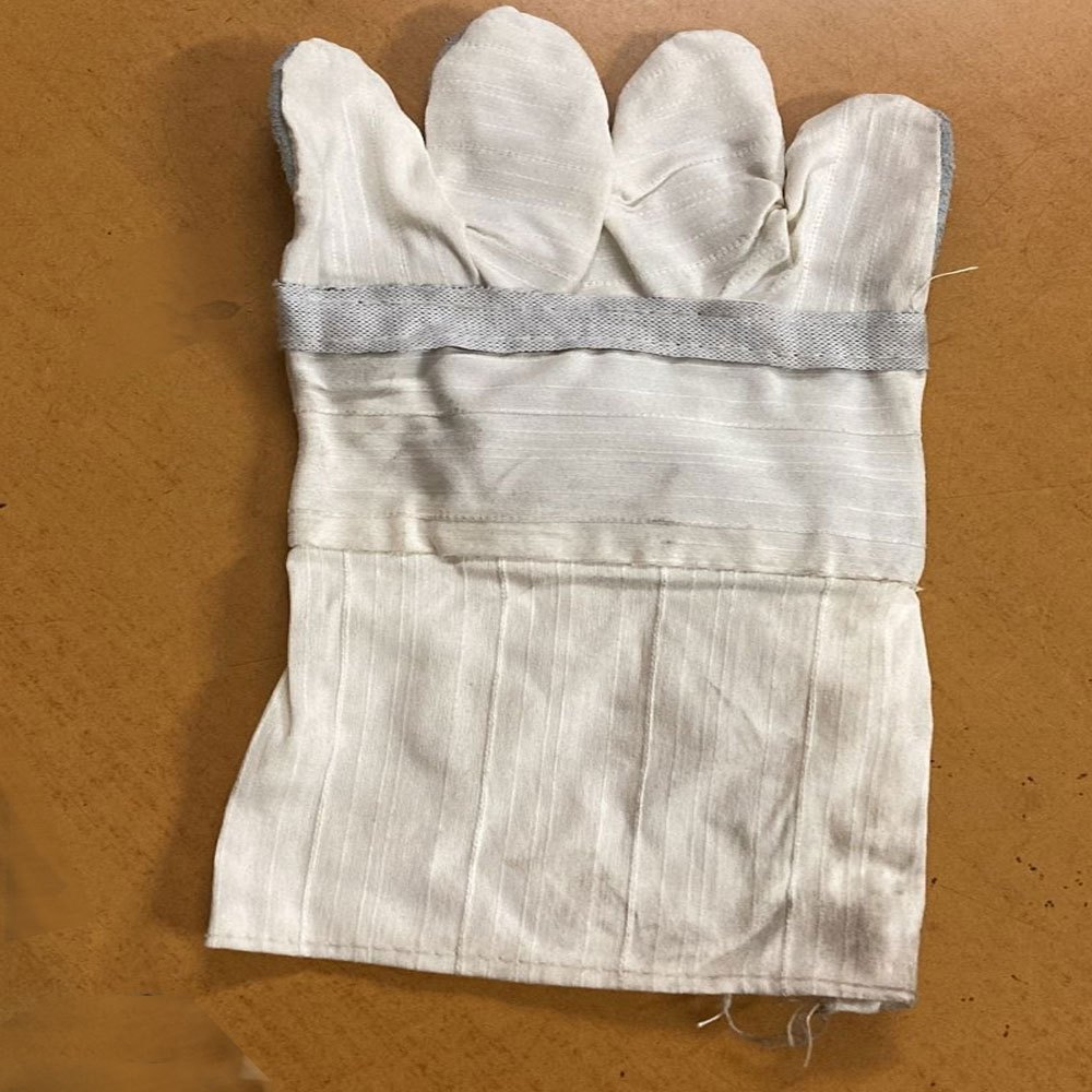 White Plain Cotton Leather Canvas Gloves, Size: 11 Inches