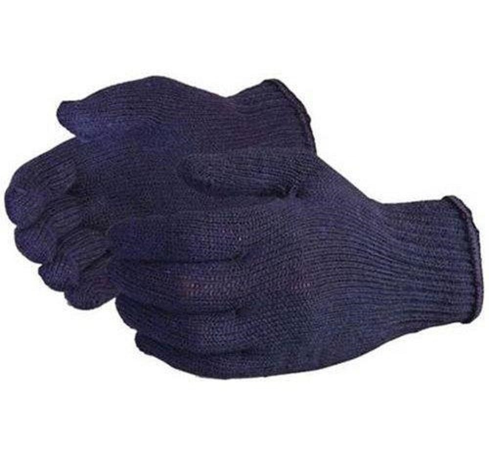 Blue Plain Cotton Knitted Gloves