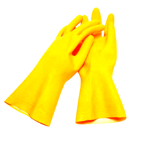 Plain Mehul Supreme Pvc Yellow Rubber Hand Gloves, 16-20 Inches, Finger Type: Full Fingered