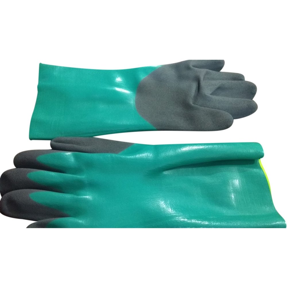 Green Pvc 14 Hand Gloves, Size: Large, 11-15 Inches