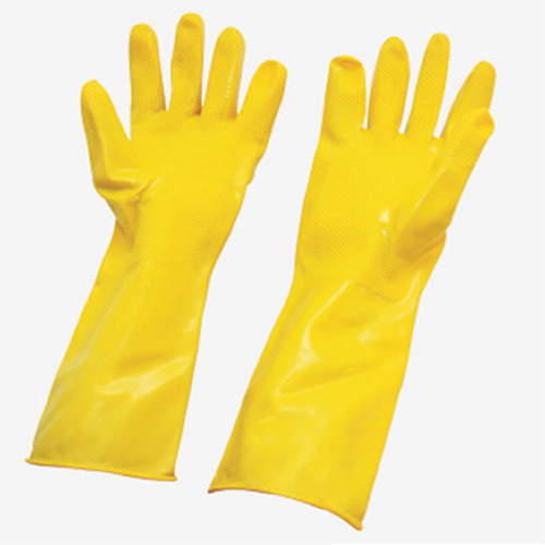 Plain Yellow PVC Hand Gloves, Finger Type: Full Fingered