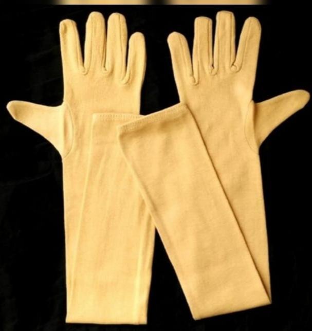 Pale Yellow Cotton Scooter Driving Gloves, Size: Medium